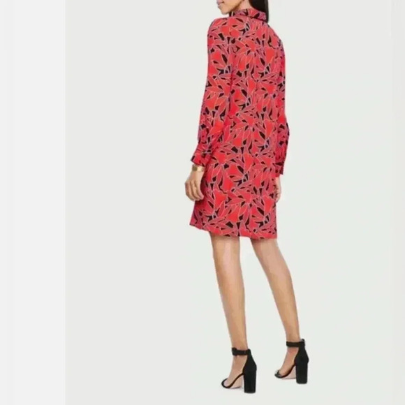 Ann Taylor Floral Ruffle Cuffed Shirtdress in Night Sky Size Small - Picture 2 of 12